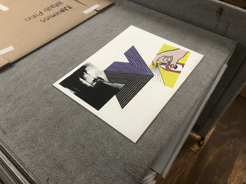 RICHARD PETTIBONE Appropriation print with Andy Warhol, Frank Stella, and Roy Lichtenstein, 1970 - Signed