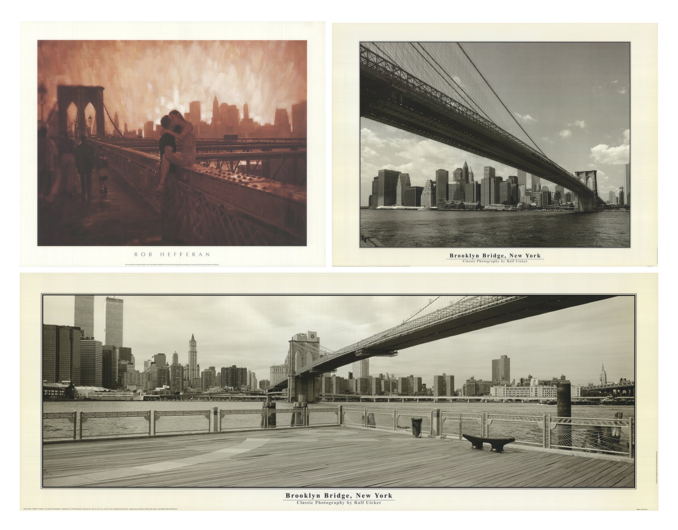 3 Wise Vintage Bridge Various Posters Art Posters Premium – Brooklyn Artists Bundle- Assorted