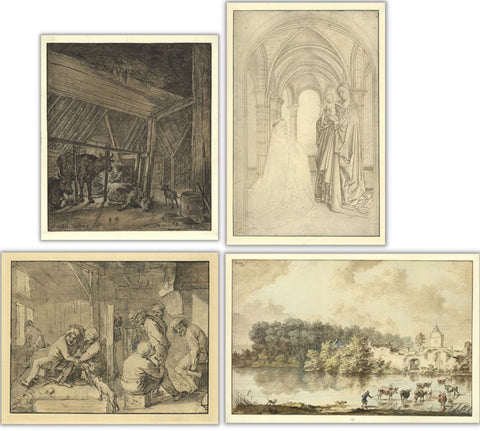 Bundle- 4 Assorted Various Artists Flemish and Dutch Masters Lithographs