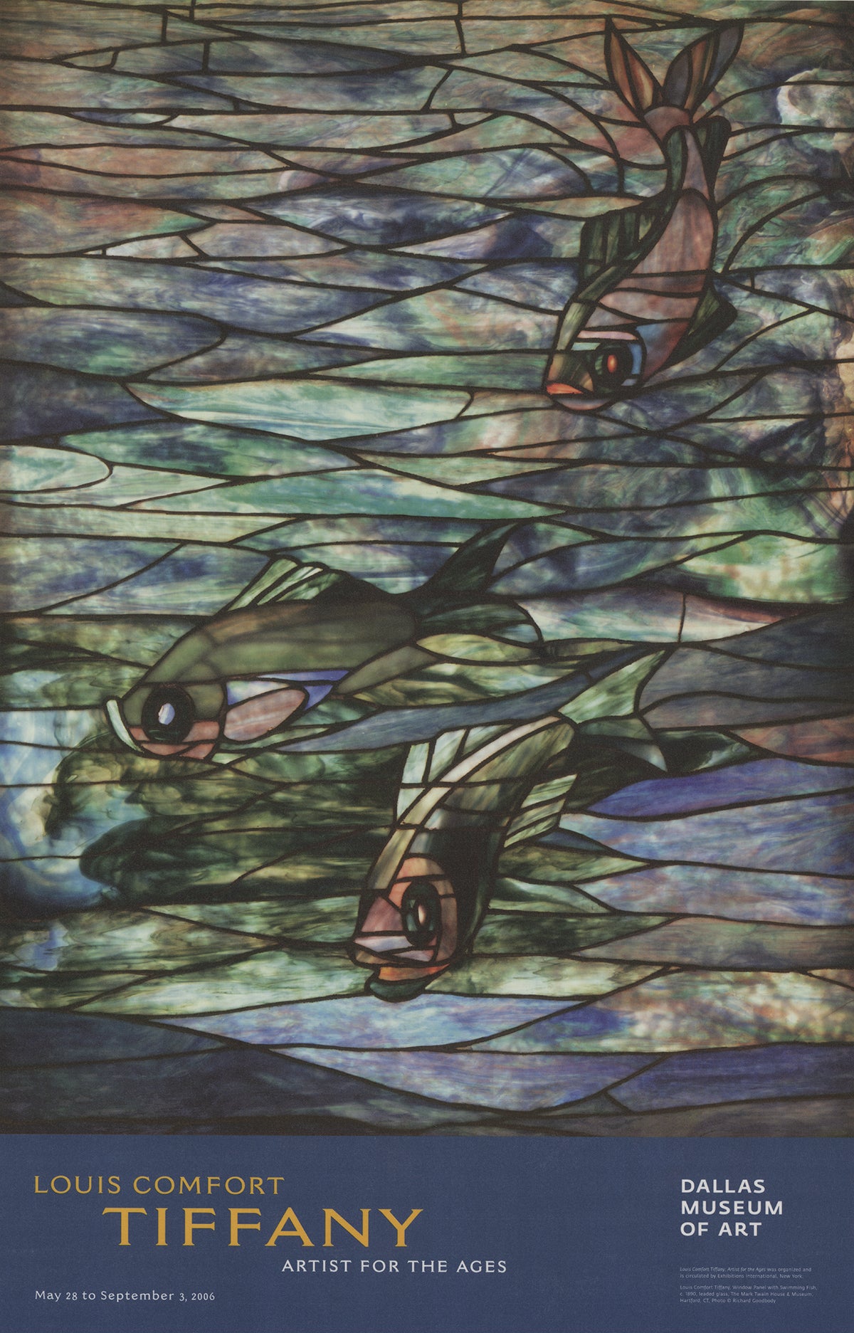 LOUIS COMFORT TIFFANYLOUIS COMFORT Window Panel with Swimming Fish, 2006