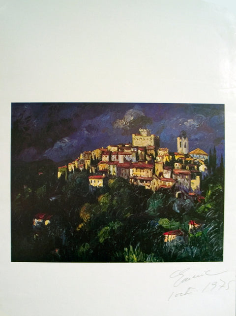 ARTIST UNKNOWN Town on Hill, 1972 - Signed
