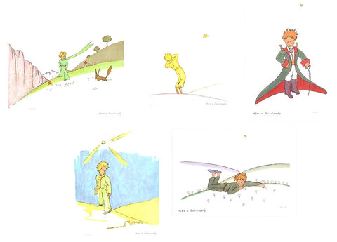 Bundle- 5 Assorted Antoine de Saint Exupery Little Prince Limited Edition Lithographs