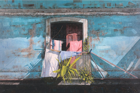 DWIGHT BAIRD Laundry on the Balcony, 2005 - Signed