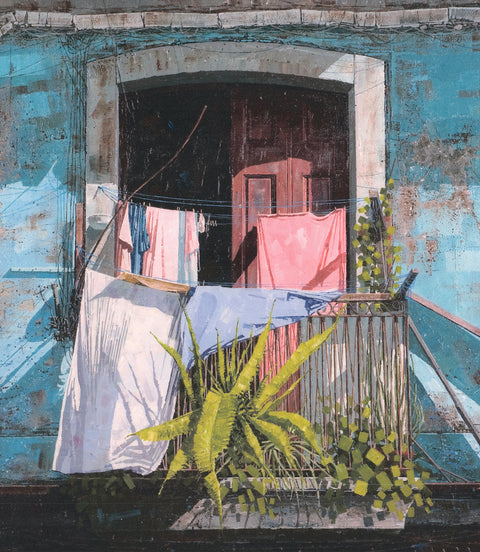 DWIGHT BAIRD Laundry on the Balcony, 2005 - Signed