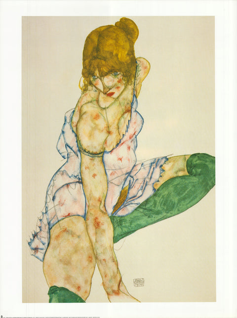 EGON SCHIELE Blonde Girl with Green Stockings, 1997