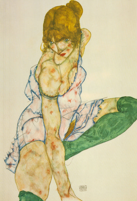 EGON SCHIELE Blonde Girl with Green Stockings, 1997