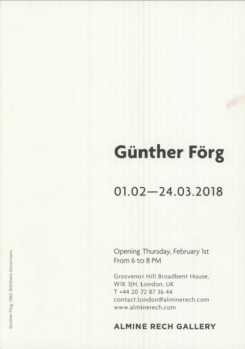 GUNTHER FORG Günther Förg pictured by Wilhelm Schürmann 1983, 2018
