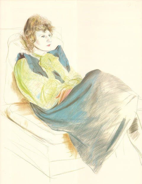 DAVID HOCKNEY Portrait of Celia Wearing Checkered Sleeves, 1981
