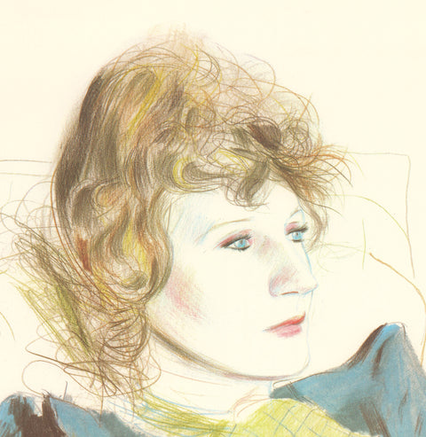 DAVID HOCKNEY Portrait of Celia Wearing Checkered Sleeves, 1981