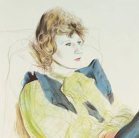 DAVID HOCKNEY Portrait of Celia Wearing Checkered Sleeves, 1981