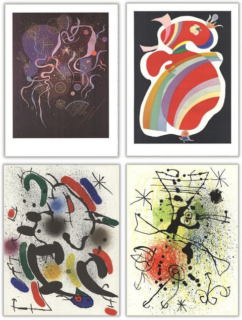 Bundle- 4 Assorted Miro & Kandinsky Stone Lithographs