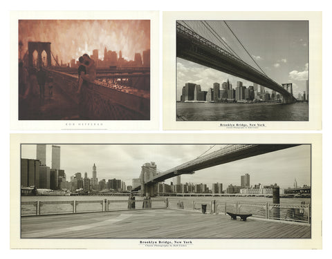 Bundle- 3 Assorted Various Artists Vintage Brooklyn Bridge Posters