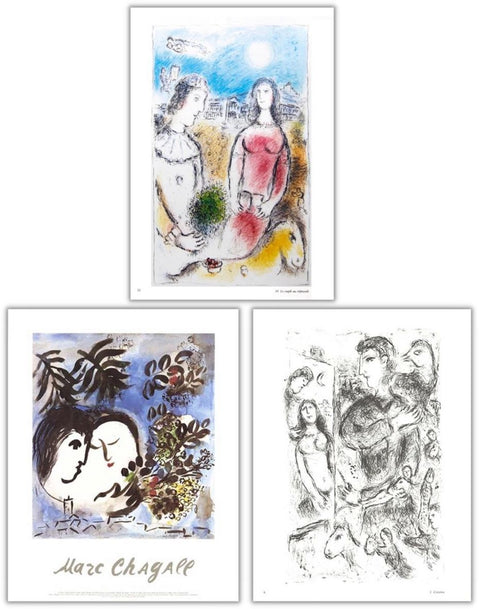 Bundle- 3 Assorted Marc Chagall Rare Exhibition Posters