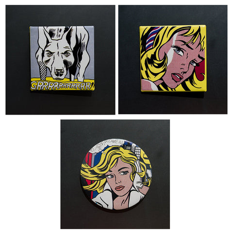 Bundle- 3 Assorted Roy Lichtenstein Authentic Museum Pins