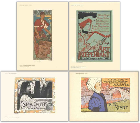 Bundle- 4 Assorted Various Artists Modern Posters 1890 Authentic Lithographs