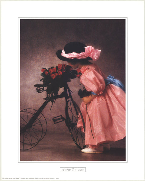 ANNE GEDDES Justine Smelling Roses on Bike, 1994