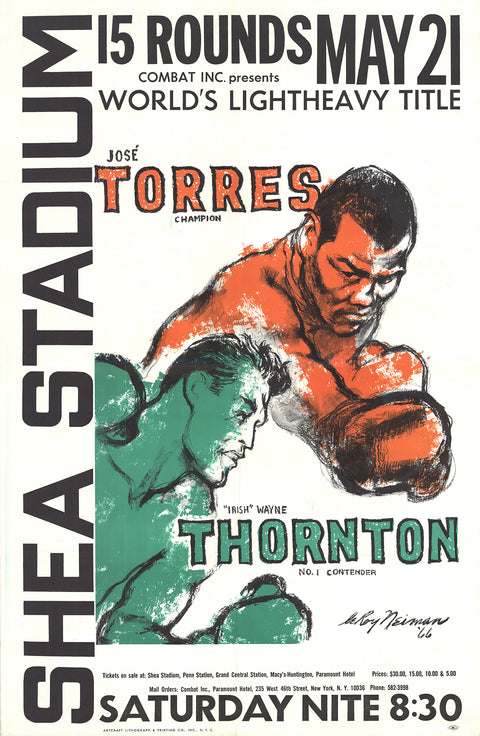 LEROY NEIMAN Jose Torres Vs. "Irish" Wayne Thornton, 1966