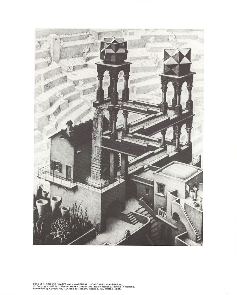 Amazon.com: MC Escher Waterfall Art Poster - Ready-To-Hang 8