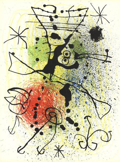 JOAN MIRO Line and Splatter Composition, 1965