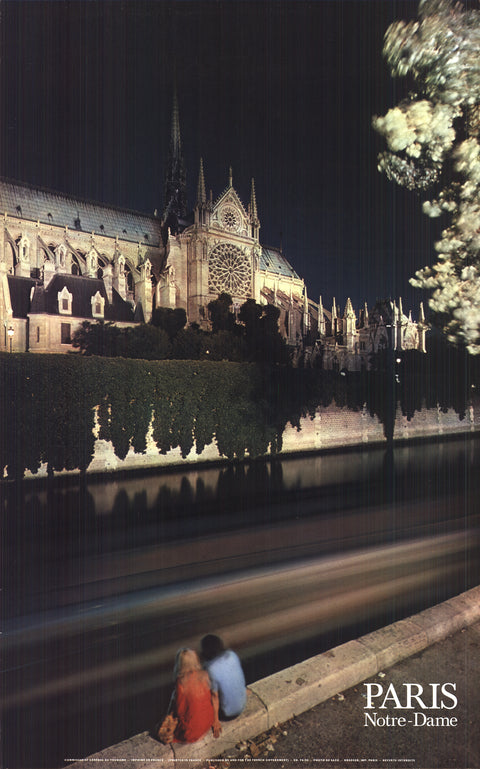 ARTIST UNKNOWN Paris Notre Dame, French Tourism Office 39 x 24.25 Poster Realism Black & White France, Paris