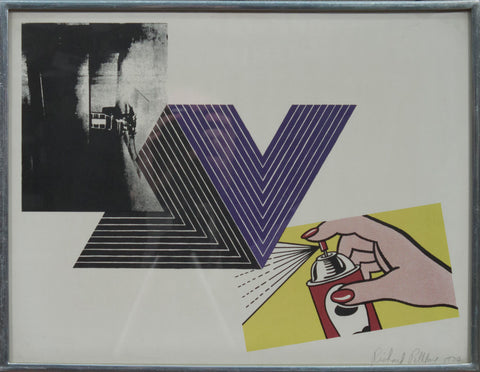 RICHARD PETTIBONE Appropriation print with Andy Warhol, Frank Stella, and Roy Lichtenstein, 1970 - Signed