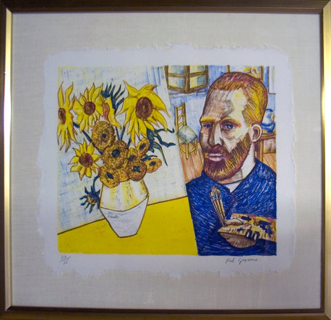 RED GROOMS van Gogh with Sunflowers, 1988 - Signed