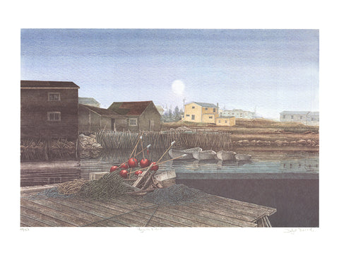 DWIGHT BAIRD Fog in the Hollow, Peggy's Cove, 1988 - Signed