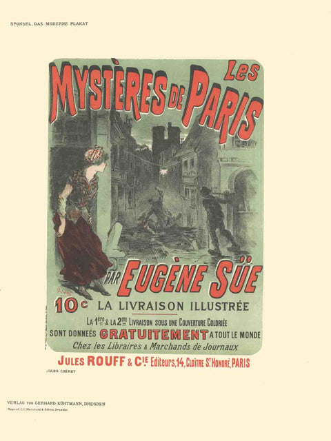JULES CHERET Les Mysteres de Paris par Eugene Sue, 1897