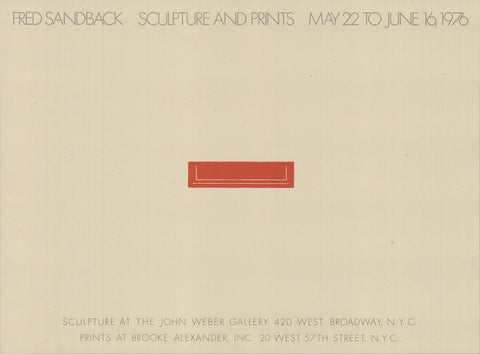FRED SANDBACK Sculpture and Prints 1976, 1976